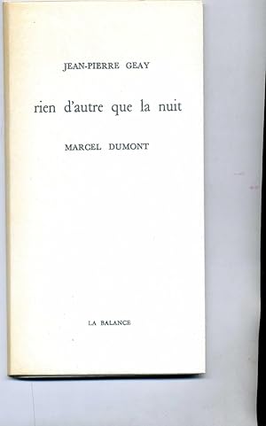 Imagen del vendedor de RIEN D'AUTRE QUE LA NUIT. a la venta por Librairie CLERC