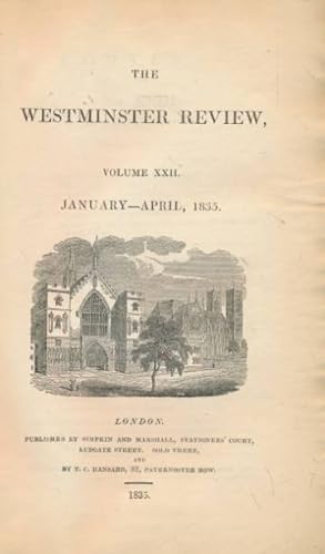 Bild des Verkufers fr The Westminster Review. No. XLIII [43]. January 1835 zum Verkauf von Barter Books Ltd