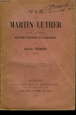 Immagine del venditore per VIE DE MARTIN LUTHER venduto da Le-Livre