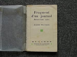 Bild des Verkufers fr Fragment d'un journal ( relativisme suite ). zum Verkauf von Librairie FAUGUET