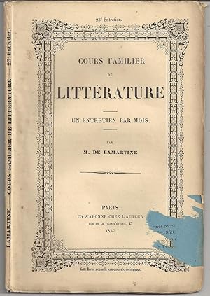 Cours familier de littérature. Un entretien par mois. 23e entretien, onzième de la deuxième année...