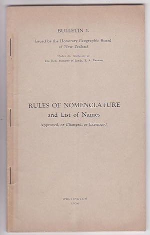 Bild des Verkufers fr Place-names in New Zealand: Rules of Nomenclature and List of Names Approved, or Changed, or Expunged zum Verkauf von Renaissance Books, ANZAAB / ILAB