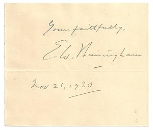 Imagen del vendedor de E.W. Birmingham: Autograph / Signature, dated Nov 21, 1930. a la venta por David Strauss