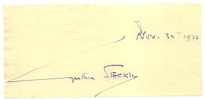 Cynthia Stockley: Autograph / Signature, dated Nov.30 1932.