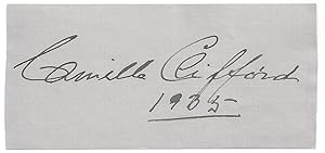 Camilla Clifford: Autograph / Signature, dated 1933.