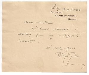 Philip Gibbs: Autograph / Signature, dated July 20 1930.