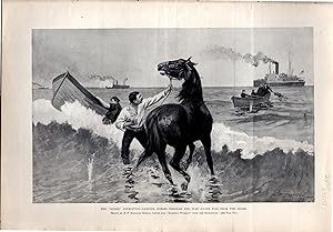 Image du vendeur pour ENGRAVING: "The 'Gussie' Expedition--landing horses through the Surf Under Fire from the Shore" .engraving from Harper's Weekly, June 11, 1898 mis en vente par Dorley House Books, Inc.