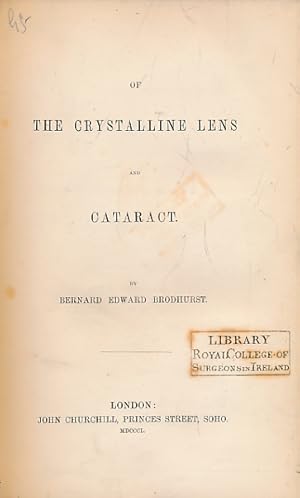 Imagen del vendedor de Of the Crystalline Lens and Cataract a la venta por Barter Books Ltd