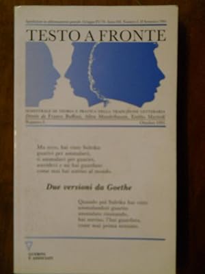 TESTO A FRONTE. SEMESTRALE DI TEORIA E PRATICA DELLA TRADUZIONE LETTERARIA. NUMERO 5, OTTOBRE 1991