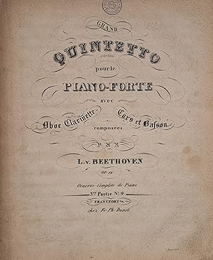 Imagen del vendedor de (Op.16) Grand Quintetto pour le Piano-Forte avec Oboe Clarinette Cors [!] et Basson. Op. 16. Klavier-Partitur und Stimmen. a la venta por Musik-Antiquariat Heiner Rekeszus