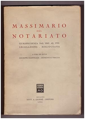 Immagine del venditore per Massimario del notariato. Giurisprudenza dal 1865 al 1951 Legislazione Bibliografia venduto da Libreria BACBUC - Studio bibliografico