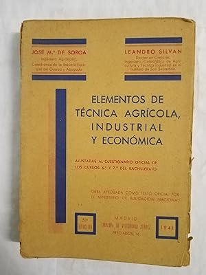 Seller image for Elementos de la tecnica agricola, industrial y economica for sale by Gibbon Libreria