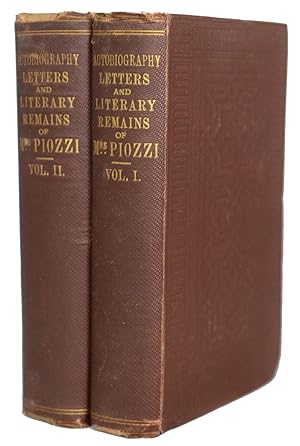 Bild des Verkufers fr Autobiography, Letters and Literary Remains of Mrs. Piozzi, (Thrale). Edited with Notes and an Introductory Account of Her Life and Writings by A. Hatward zum Verkauf von J. Patrick McGahern Books Inc. (ABAC)