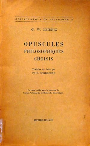Bild des Verkufers fr Opuscules philosophiques choisis zum Verkauf von Librairie Lis Tes Ratures