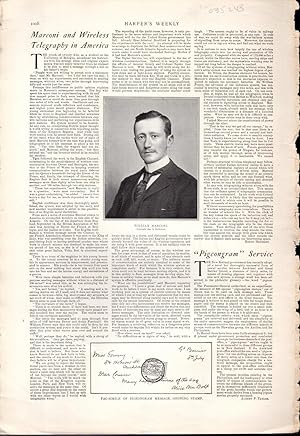 Seller image for PRINT: " Marconi and Wireless Telegraphy in America" .atory & photoengraving from Harper's Weekly,October 7, 1899 for sale by Dorley House Books, Inc.