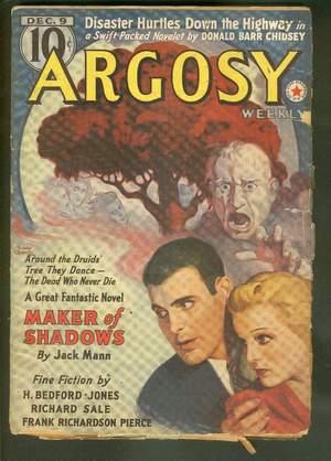 Imagen del vendedor de ARGOSY Pulp magazine. December 9, 1939. >>> No-Shirt McGee / Maker of Shadows [Science Fiction Fantasy Horror - COVER story] by Jack Mann. >> Nice Spectre / Ghost Horror Cover! a la venta por Comic World