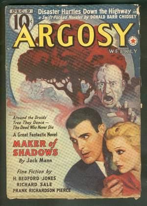 Bild des Verkufers fr ARGOSY Pulp magazine. December 9, 1939. >>> No-Shirt McGee / Maker of Shadows [Science Fiction Fantasy Horror - COVER story] by Jack Mann. >> Nice Spectre / Ghost Horror Cover! zum Verkauf von Comic World