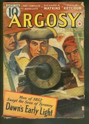 Seller image for ARGOSY Pulp magazine. October 14, 1939. >> The Devil's Diary / Dawn's Early Light (cover & story) / Lords of Creation by Eando Binder / White Robes of Rebellion (Ku Klux Klan) for sale by Comic World