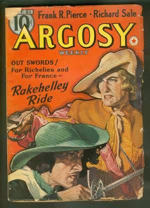 Seller image for ARGOSY Pulp magazine. October 21, 1939. >>> Devil's Diary / Lords of Creation by Eando Binder / Rakehelly Ride [cover story; Cardinal's Cavaliers, Richelieu & France] for sale by Comic World