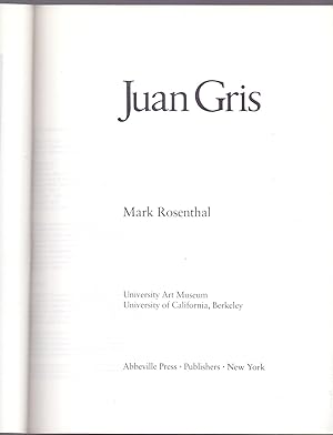 Seller image for JUAN GRIS (University art museum, University of california, Berkeley) for sale by Libreria 7 Soles