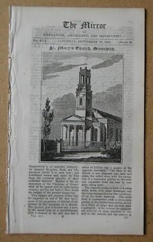 Seller image for The Mirror of Literature, Amusement, and Instruction. No. 451. Saturday, September 18, 1830. for sale by N. G. Lawrie Books