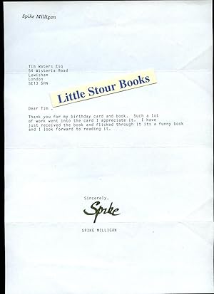 Image du vendeur pour Letter [Signed] mis en vente par Little Stour Books PBFA Member