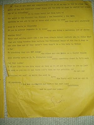 An original two-page signed typed letter dated 1 December 1960 addressed to Eustace Mullins [1923-...