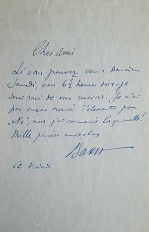Bild des Verkufers fr Autograph Letter, Signed. To Edwin Evans zum Verkauf von James Cummins Bookseller, ABAA