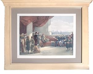 Bild des Verkufers fr Hand-Colored Lithograph: "Interview with The Viceroy of Eygpt at His Palace, Alexandria, May 12th, 1839." zum Verkauf von James Cummins Bookseller, ABAA