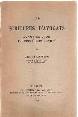 Imagen del vendedor de Les ecritures d'avocats avant le code de procedure civile a la venta por librairie philippe arnaiz