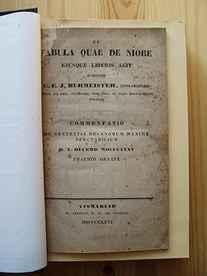 Seller image for De fabula qu de Niobe ejusque liberis agit [bound together with 8 other monographs & offprints concerning classical philology] for sale by Expatriate Bookshop of Denmark