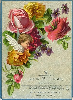 Advertising Card for John F. Linsin, Confectioner, Rochester, New York