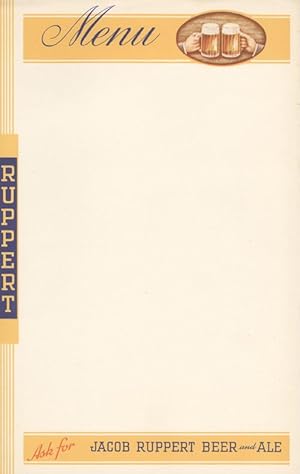 Blank Menu Advertising Jacob Ruppert Beer