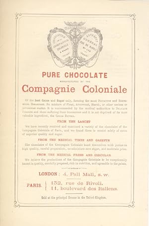 Price List for Compagnie Coloniale Chocolates