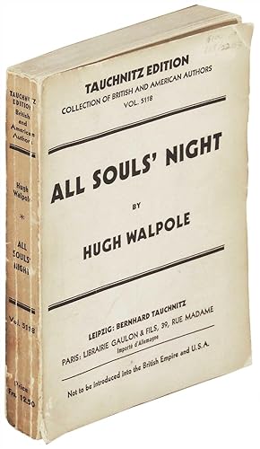 Imagen del vendedor de All Souls' Night. (Tauchnitz Edition. Collection of British and American Authors Volume 5118) a la venta por The Kelmscott Bookshop, ABAA