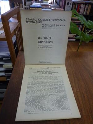 Seller image for Bericht ber das Schuljahr 1927 - 1928 UND 'Gedchtnisrede zur Wiederkehr des 150. Geburtstages von Carl Friedrich Gauss' von Oberstudienrat Dr. Viktor Gurski-Wesel (= Beilage zum Jahresbericht 1927/28), 2 Hefte, for sale by Antiquariat Orban & Streu GbR