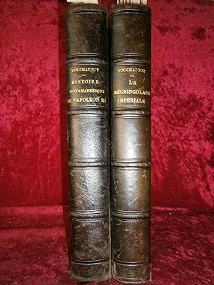 Imagen del vendedor de HISTOIRE TINTAMARRESQUE DE NAPOLEON III / LA DEGRINGOLADE IMPERIALE . Deux Volumes relis, orns de gravures couleurs a la venta por LA FRANCE GALANTE