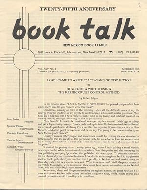 Imagen del vendedor de Book Talk: Volume XXV, Number 4, September 1996 a la venta por Page 1 Books - Special Collection Room