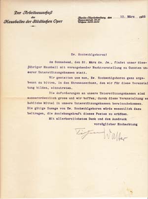 Typed letter signed; "TIetjen," "Walter," to "Ew. Hochwohlgeboren" March 10, 1928