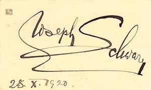 Signature; on small calling card, dated October 28, 1920