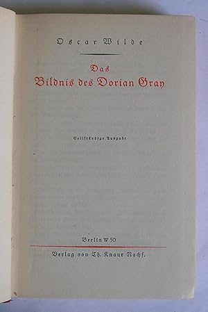 Bild des Verkufers fr Das Bildnis des Dorian Gray. zum Verkauf von Monkey House Books