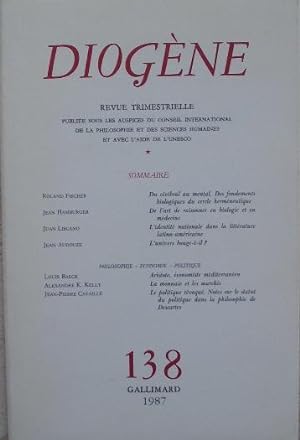 Bild des Verkufers fr Diogne. Revue trimestrielle n 138. zum Verkauf von Librairie les mains dans les poches