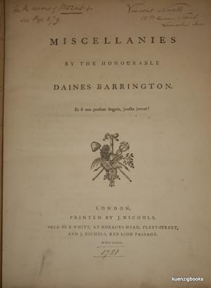 Miscellanies by the Honourable Daines Barrington