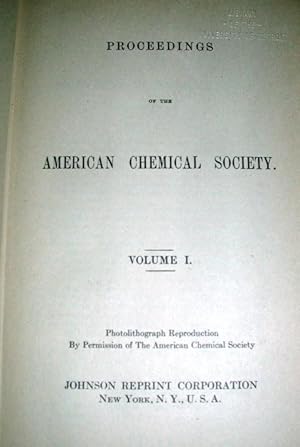 Bild des Verkufers fr Proceedings of the American Chemical Society Volumes 1 and 2, 1876-1878 zum Verkauf von Kuenzig Books ( ABAA / ILAB )