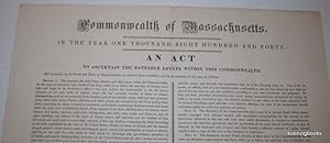 Commonwealth of Massachusetts. In the year one thousand eight hundred and forty. An Act to ascert...
