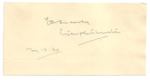 Imagen del vendedor de Ernest Temple Thurston: Autograph / Signature, dated May 13. 1930. a la venta por David Strauss