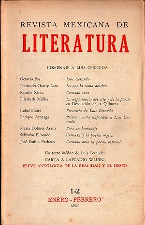 REVISTA MEXICANA DE LITERATURA - Homenaje a Luis Cernuda