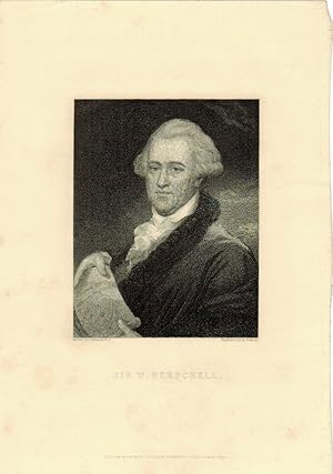 Seller image for Engraved Portrait of Herschel, Half Length, to l., holding drawing of the Georgian planet, after J. Russell by E. Scriven. for sale by R.G. Watkins Books and Prints