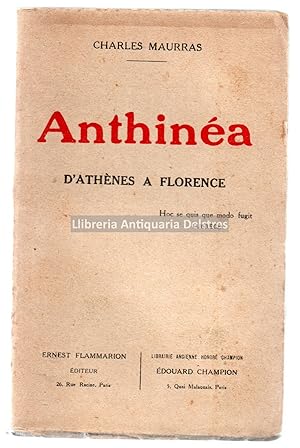 Bild des Verkufers fr Anthina. D'Athnes a Florence. zum Verkauf von Llibreria Antiquria Delstres