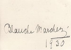 Autograph / signature of the French soprano and opera singer, Blanche Marchesi. Dated 1928